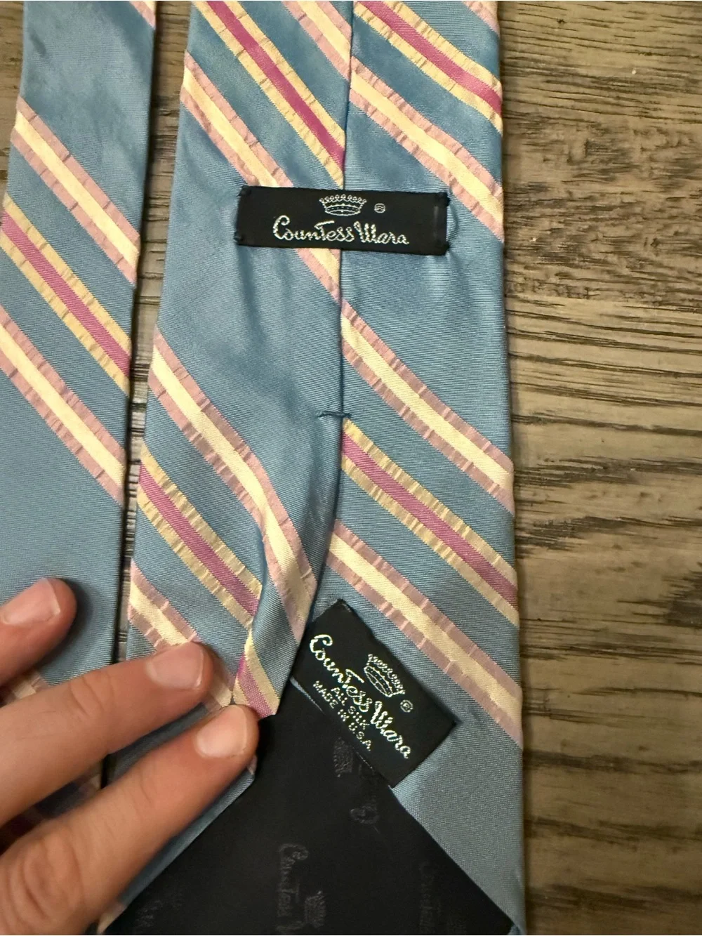 Classic Blue Stripe Men's Tie - Pastel Multi-Color